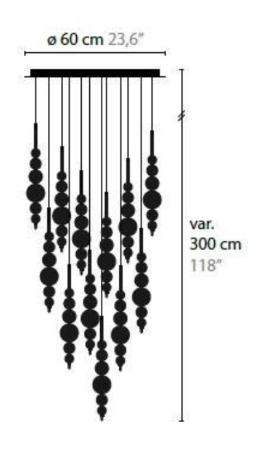 Moderne creatieve zwart/gouden cluster glazen hanglamp