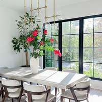Nordic heldere bolvormige glazen kroonluchter met zwart/gouden afwerking voor eetkamer/keukeneiland