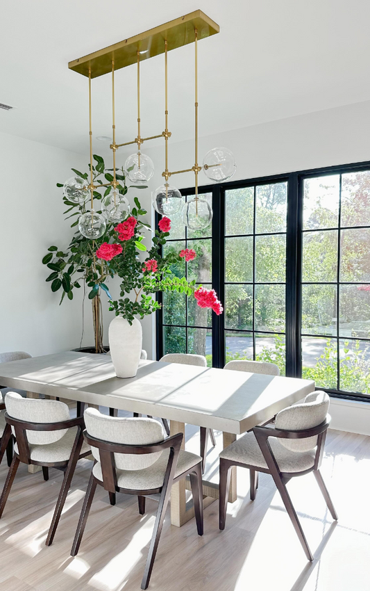 Nordic heldere bolvormige glazen kroonluchter met zwart/gouden afwerking voor eetkamer/keukeneiland