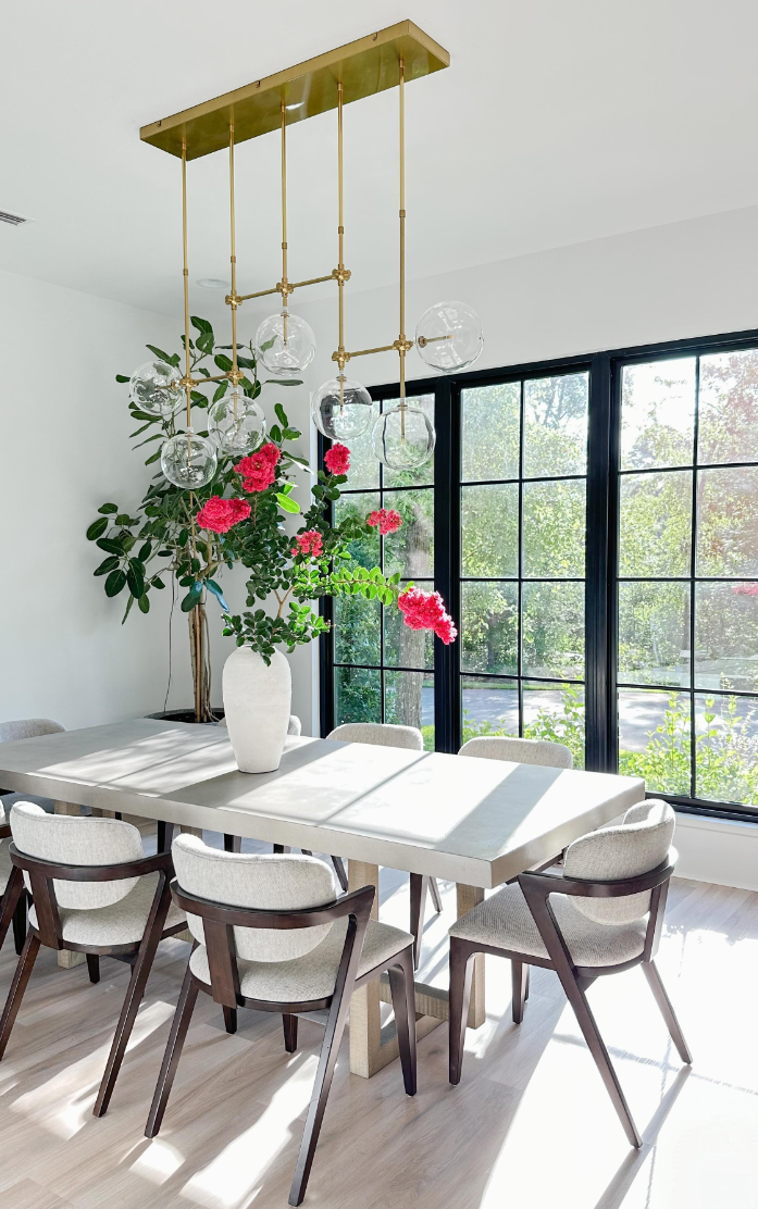 Nordic heldere bolvormige glazen kroonluchter met zwart/gouden afwerking voor eetkamer/keukeneiland