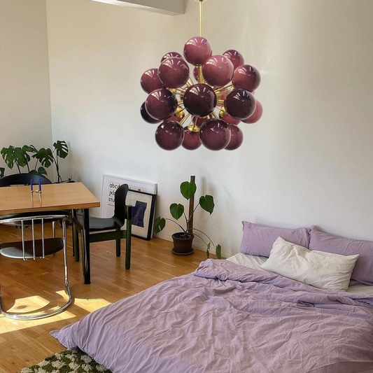 Sputnik Wit/Paarse Druiven Glazen Kroonluchter voor Woonkamer/Eetkamer/Badkamer/Slaapkamer 
