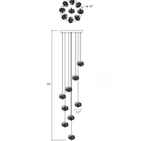 Luxury Floating Crystal Rock Chandelier for Staircase/Foyer
