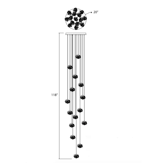 Luxury Floating Crystal Rock Chandelier for Staircase/Foyer