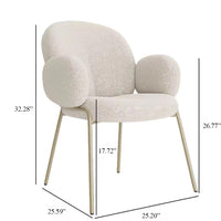 Modern Simple Ivory White Boucle Accent Chair