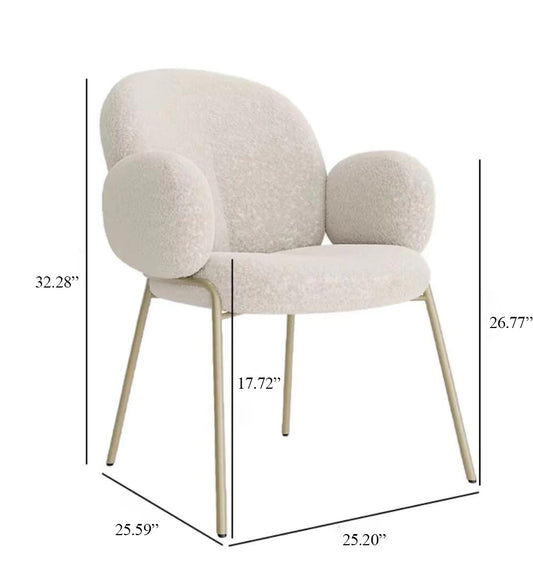 Modern Simple Ivory White Boucle Accent Chair