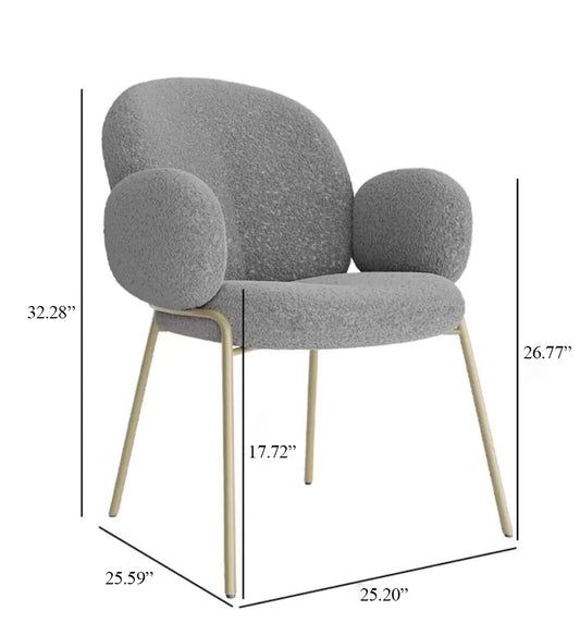 Modern Simple Ivory White Boucle Accent Chair