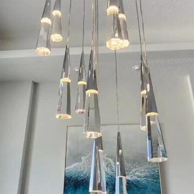 Rylight 1/13/25-licht gepolijst chroom kristallen LED-hanglamp