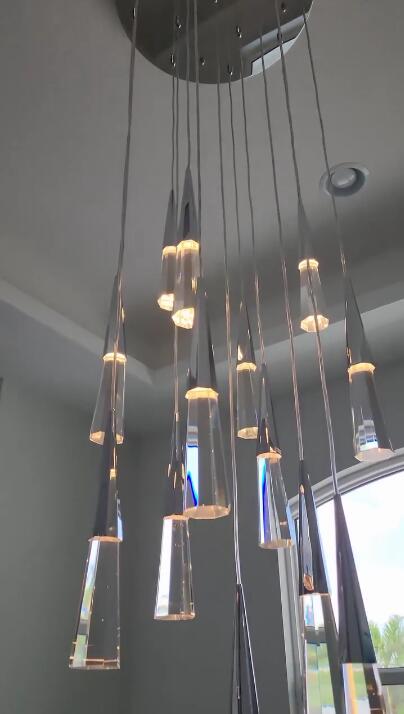 Rylight 1/13/25-licht gepolijst chroom kristallen LED-hanglamp