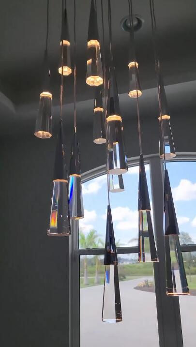 Rylight 1/13/25-licht gepolijst chroom kristallen LED-hanglamp