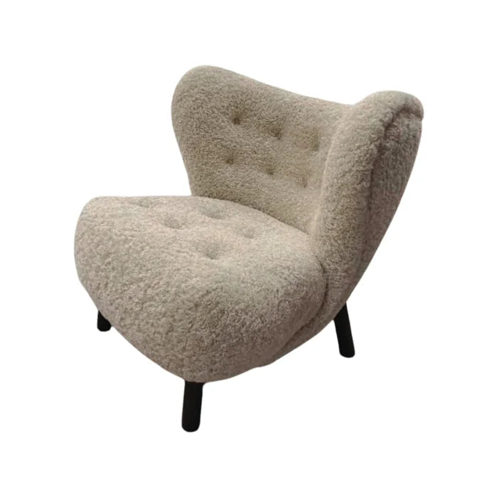 Classic Cozy White Fleece Plush Accent Lounge Chair with Ottoman