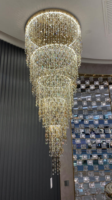 Modern Round 5-Layer  Crystal Tassel Chandelier for Villa/Staircase/Foyer/Living Room