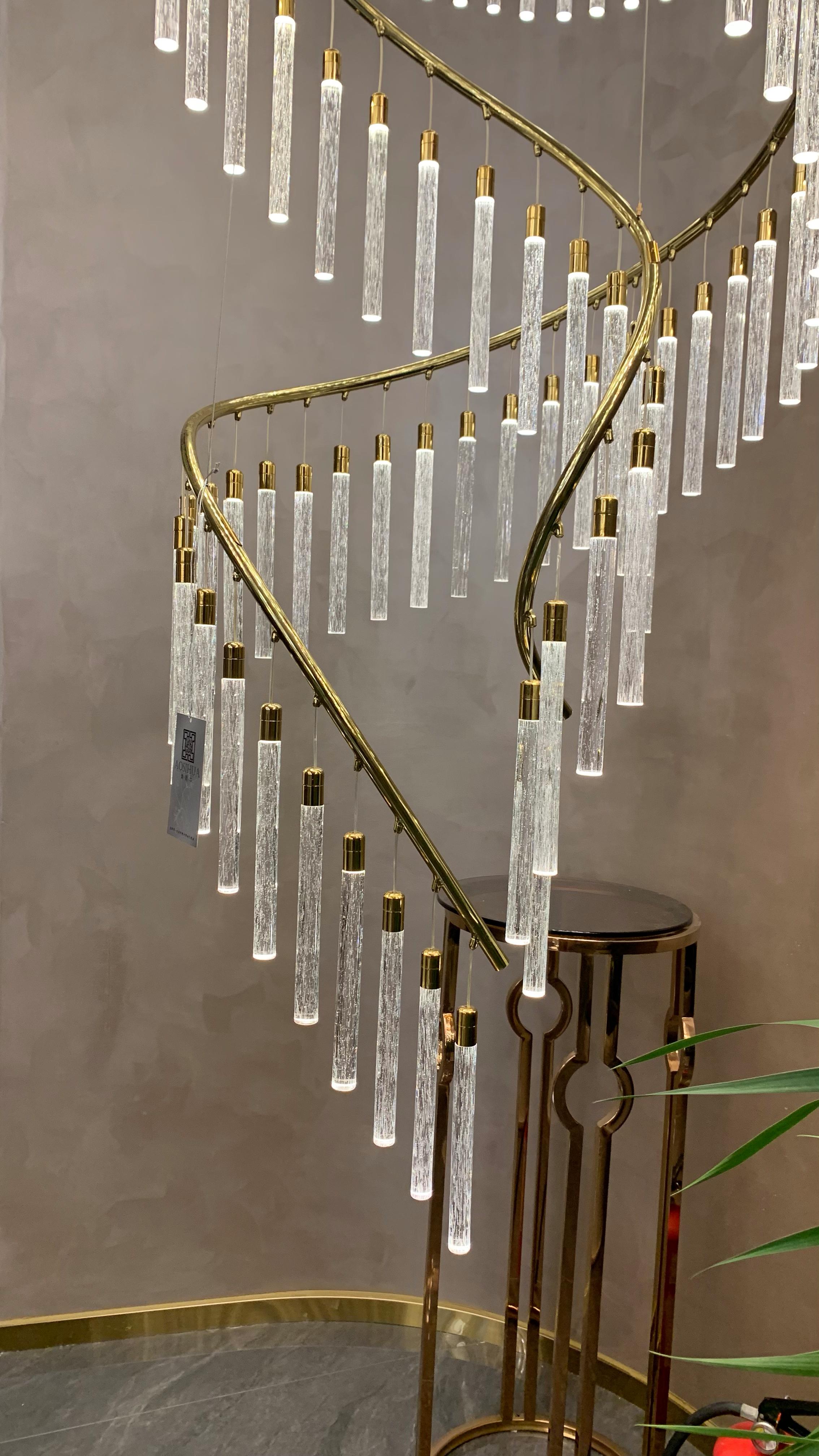 Luxe spiraalvormige kristallen kroonluchter voor trap/hal/hoog plafond 