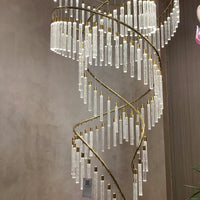 Luxe spiraalvormige kristallen kroonluchter voor trap/hal/hoog plafond 