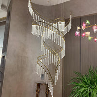 Luxe spiraalvormige kristallen kroonluchter voor trap/hal/hoog plafond 