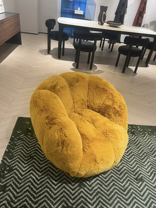 Rylight Modern Luxury Yellow Teddy Barrel Accent Chair