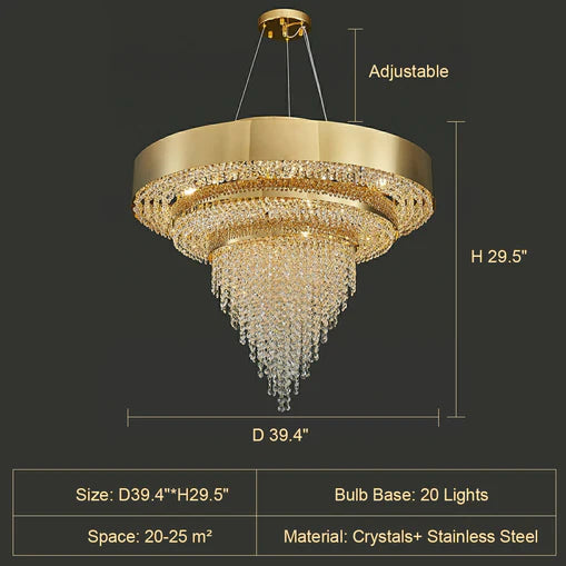 Rylight 11/15/20-ثريا كريستالية مستديرة خفيفة