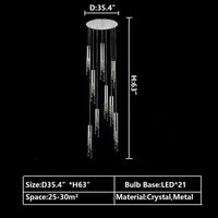 Rylight 7/9/12/18/21/27/38-Light Italian Modern Creative Silver Pendant Light Fixture