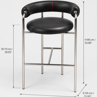 The Gentleman Sculptural Leather Bar Stool