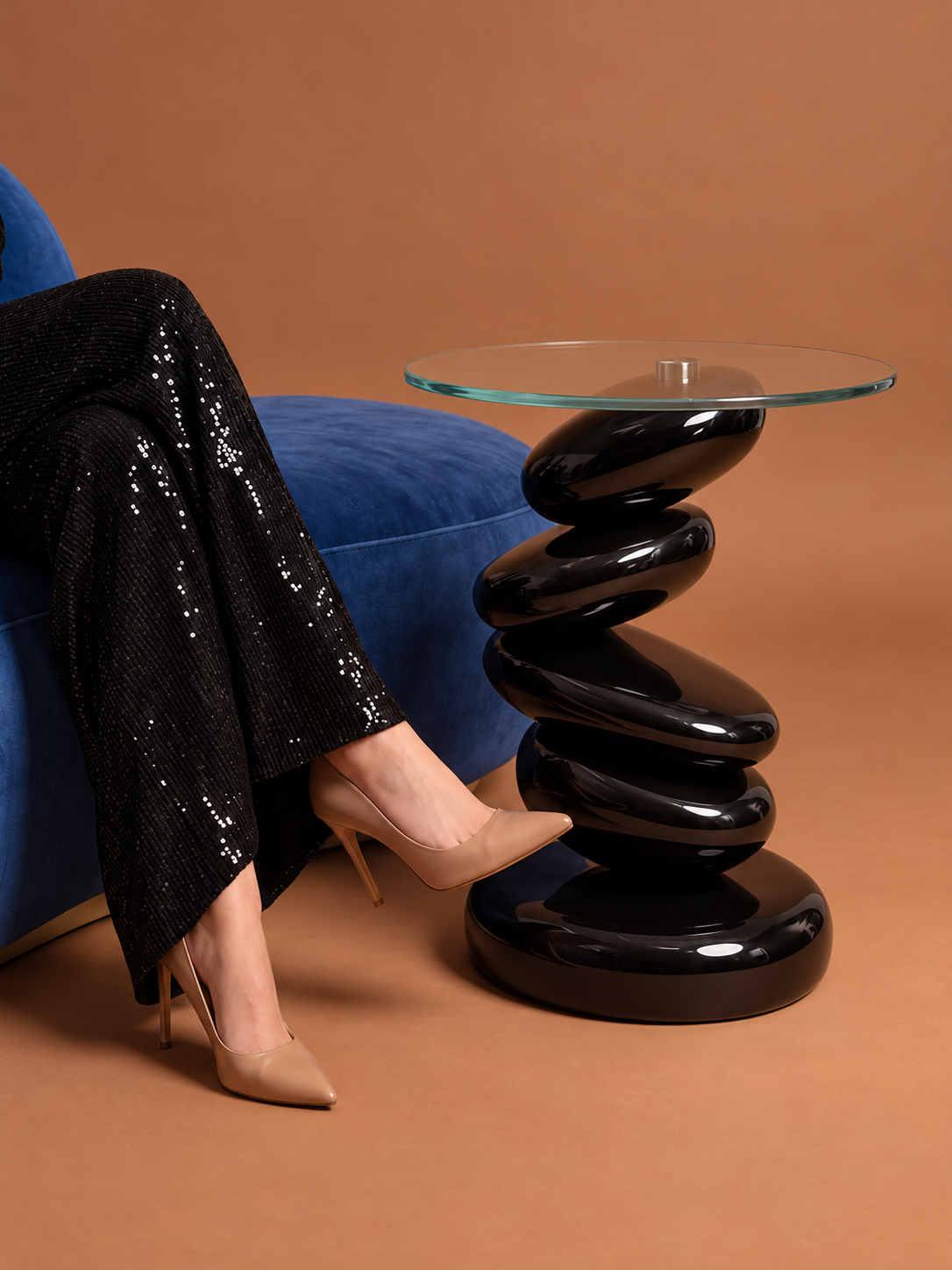 Cairn Noir Sculptural Side Table