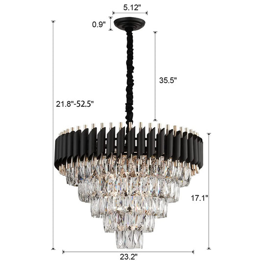 Rylight 3/4/5-laags ovale/ronde kristallen gelaagde kroonluchter