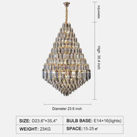 Rylight Smoky Gray&Clear Honycomb Crytsal Chandelier