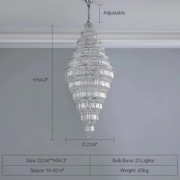 Rylight 11-Tier  Extra Large Crystal Chandelier in Chrome Finish