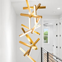 Moderne verticale geometrische aluminium hanglamp voor trap/hal/hoog plafond 