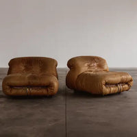 Vintage Leather/Cotton Soriana Armchairs Sofa For Living Room/Study