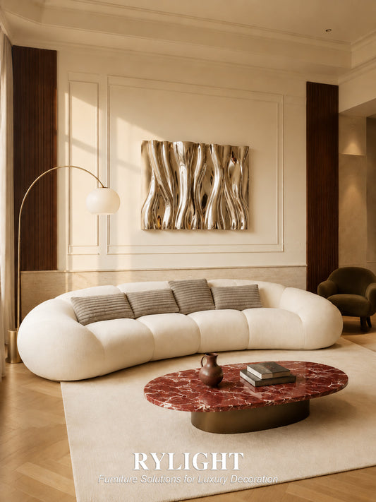 Minimalist White Plush Modular Cloud Accent Sofa