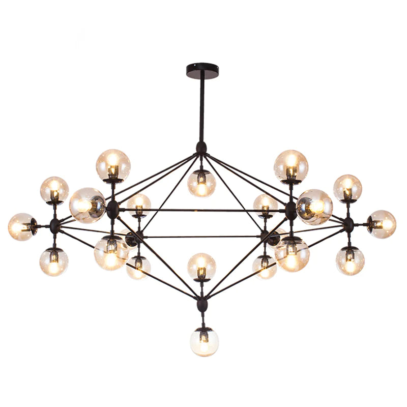 Rylight 10/15/21-Light Black Diamond Industrial Glass Chandelier