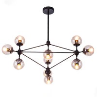 Rylight 10/15/21-Light Black Diamond Industrial Glass Chandelier
