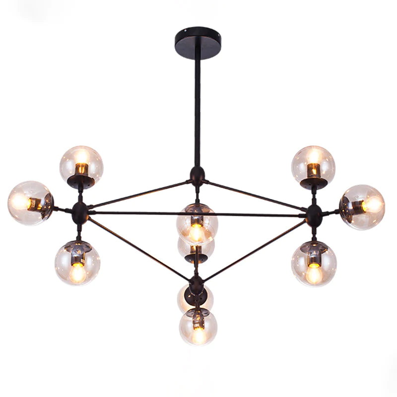 Rylight 10/15/21-Light Black Diamond Industrial Glass Chandelier
