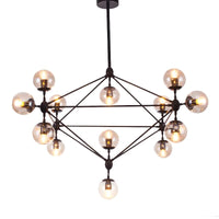 Rylight 10/15/21-Light Black Diamond Industrial Glass Chandelier