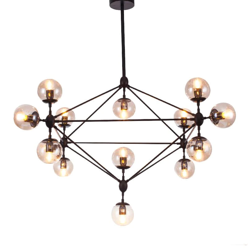 Rylight 10/15/21-Light Black Diamond Industrial Glass Chandelier
