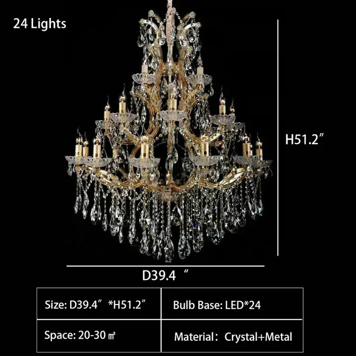 Rylight 24/40/50/66/105/138/186/294-licht extra grote traditionele luxe meerlaagse kaarstak decoratieve kristallen kroonluchter