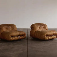 Vintage Leather/Cotton Soriana Armchairs Sofa For Living Room/Study