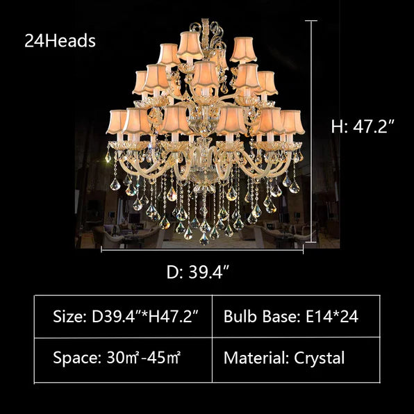Rylight 1/2/3/-Layer&12/15/18/24/32-Light Classic Style Luxury Crystal Candle Chandelier