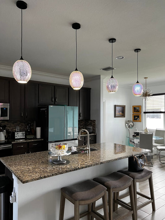 Rylight 3D kleurrijke glazen vuurwerkkunst hanglamp