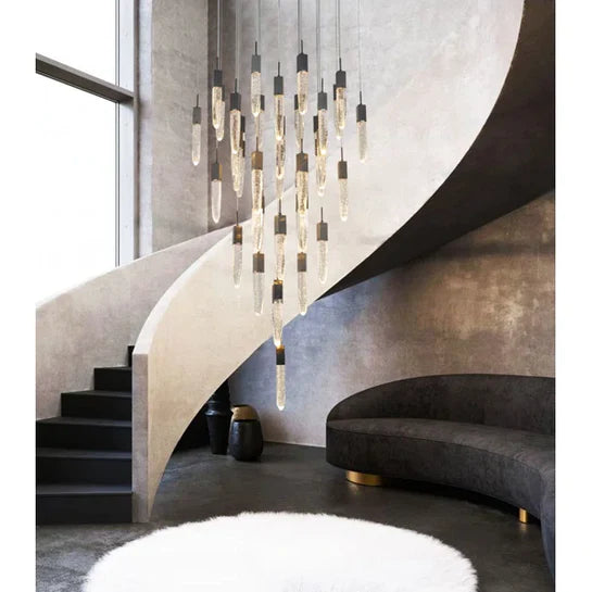 Rylight moderne en luxe ronde/rechthoekige plafondhanglamp in zwarte afwerking