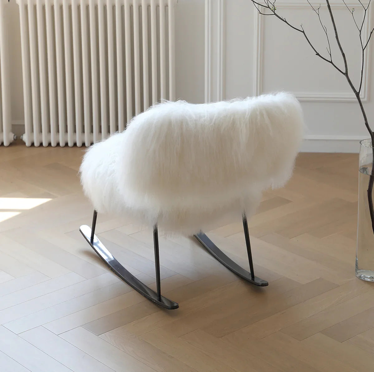 Scandinavische stijl nertsenbont balkon schommelstoel