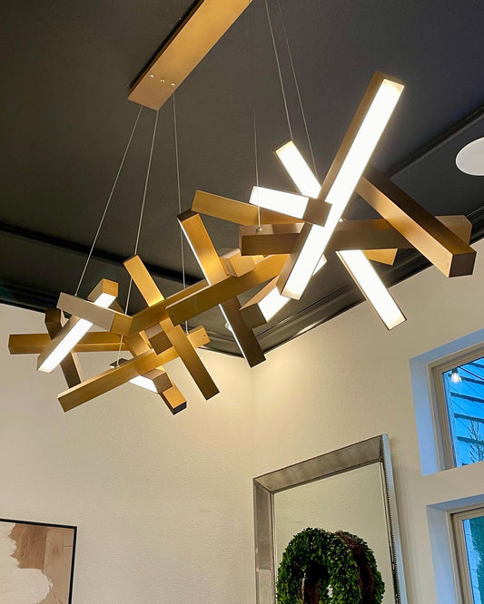 Moderne ronde/lineaire geometrische aluminium LED-kroonluchter 