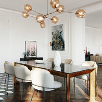 Rylight 5/7/8/9-lichte Spoetnik rokerige grijze/amberkleurige glazen kroonluchter