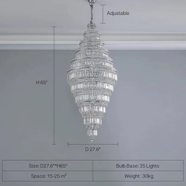 Rylight 11-Tier  Extra Large Crystal Chandelier in Chrome Finish