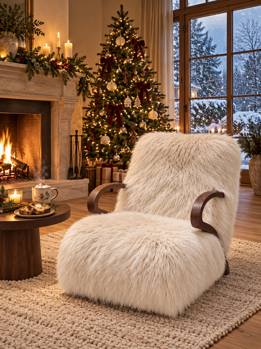 Aveline Ivory Lamb Wool Lounge Chair