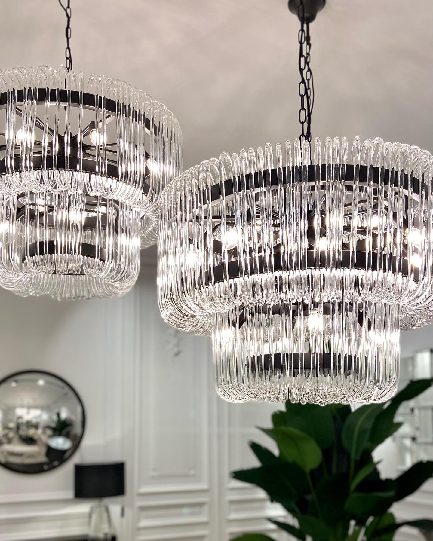 Moderne luxe 2-laags glazen kroonluchter