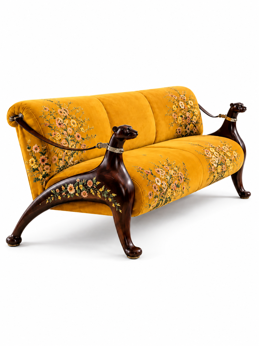 Floral Hound Sculptural Velvet Armchair