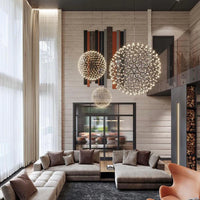 Rylight 11,8"/15,7"/19,7"/23,6"/31,5"/39,4"/47,2" ronde sterrenhemel hangende kroonluchter