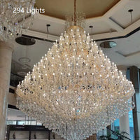 Rylight 24/40/50/66/105/138/186/294-Light اضافية كبيرة تقليدية فاخرة متعددة الطبقات شمعة فرع ديكور كريستال الثريا