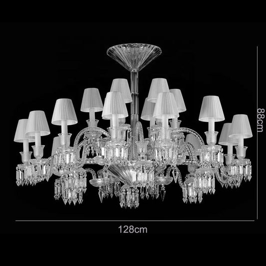 Elegant Crystal Chandelier Ceiling Light for Living Room Dining Room Fabric Lampshade