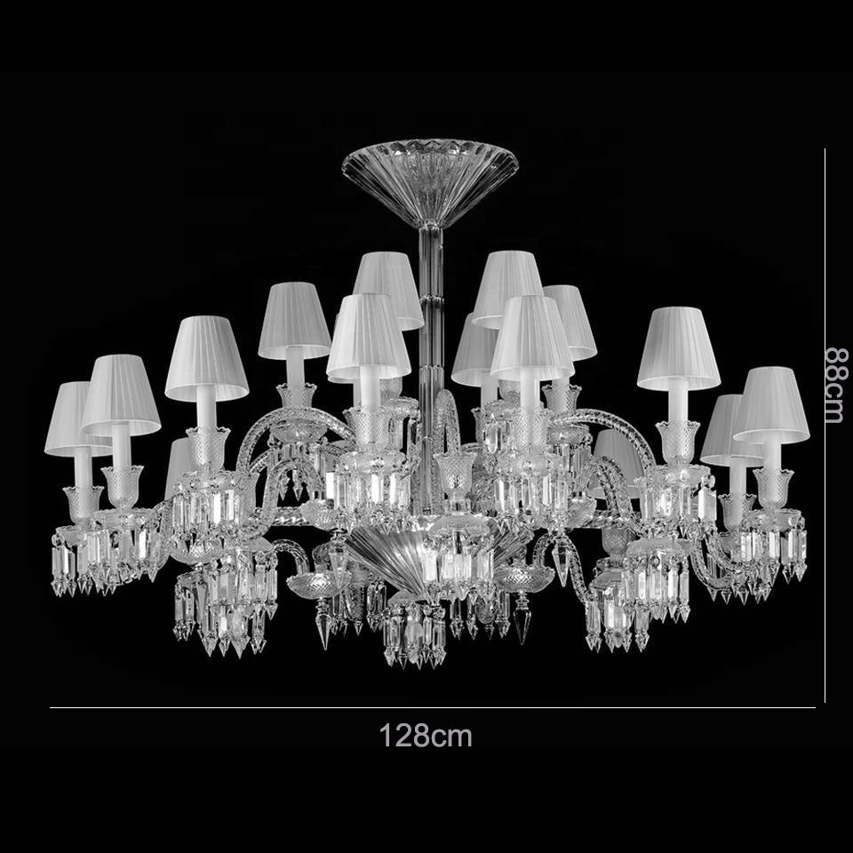 Elegant Crystal Chandelier Ceiling Light for Living Room Dining Room Fabric Lampshade